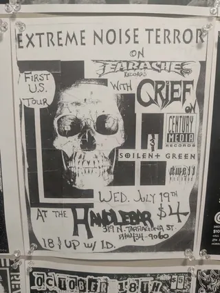 Show flyer, extreme noise terror, grief +1, Pensacola FL, Jul 19, 1995