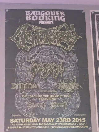 Show flyer, cryptopsy, disgorge +2, Pensacola FL, May 23, 2015