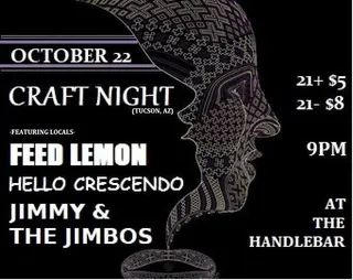 Show flyer, craft night, feed lemon +2, Pensacola FL, Oct 22, 2017