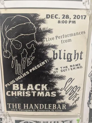 Show flyer, blight, in the name of suffering +1, Pensacola FL, Dec 28, 2017