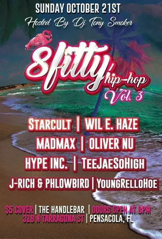 Show flyer, starcult, wil e. haze +6, Pensacola FL, Oct 21, 2018