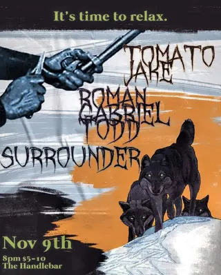 Show flyer, tomato jake, roman gabriel todd +1, Pensacola FL, Nov 9, 2022