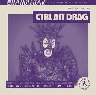 Show flyer, terrah card, drunk text +4, Pensacola FL, Dec 8, 2022