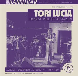 Show flyer, tori lucia, forrest philpot +1, Pensacola FL, Dec 18, 2022
