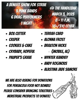 Show flyer, box cutter, casper +9, Pensacola FL, Mar 3, 2023