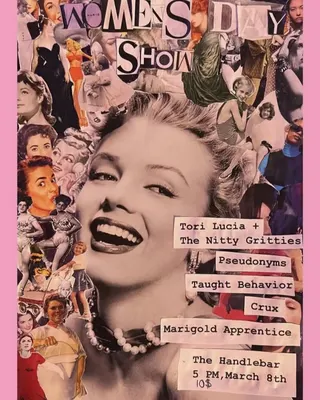 Show flyer, tori lucia, pseudonyms +3, Pensacola FL, Mar 8, 2023