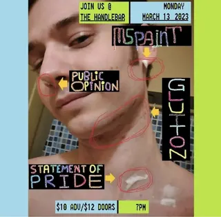 Show flyer, mspaint, public opinion +2, Pensacola FL, Mar 13, 2023