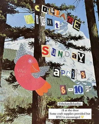 Show flyer, collage night, Pensacola FL, Apr 9, 2023