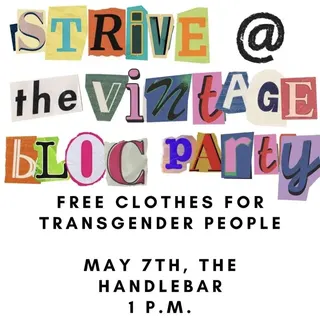 Show flyer, strive vintage bloc party, Pensacola FL, May 7, 2023