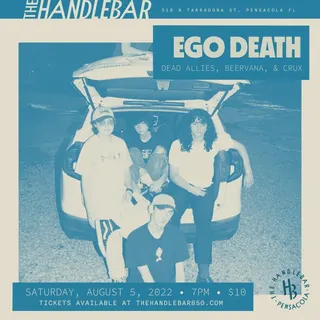 Show flyer, ego death, dead allies +2, Pensacola FL, Aug 5, 2023