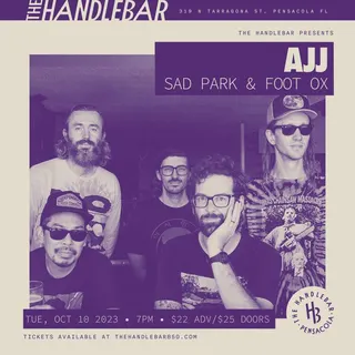 Show flyer, ajj, sad park +1, Pensacola FL, Oct 10, 2023