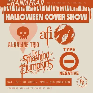 Show flyer, halloween cover show, Pensacola FL, Oct 28, 2023