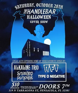 Show flyer, alkaline trio tribute, afi tribute +2, Pensacola FL, Oct 28, 2023