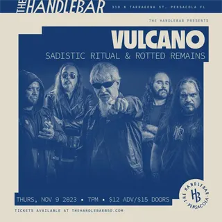 Show flyer, vulcano, sadistic ritual +1, Pensacola FL, Nov 9, 2023