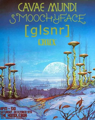 Show flyer, smoochyface/cavae mundi/[glsnr]/crux, Pensacola FL, Dec 9, 2023