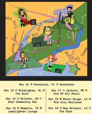 Show flyer, the mid evil times, Pensacola FL, Dec 12, 2023