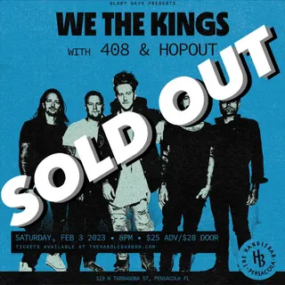 Show flyer, we the kings, 408, Pensacola FL, Feb 3, 2024
