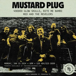 Show flyer, mustard plug, voodoo glow skulls +2, Pensacola FL, Feb 7, 2024