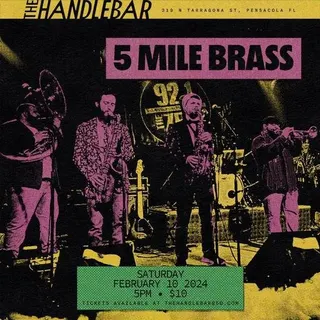 Show flyer, handlebar mardi gras party, Pensacola FL, Feb 10, 2024