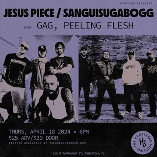 Show flyer, jesus piece, sanguisugabogg +2, Pensacola FL, Apr 18, 2024