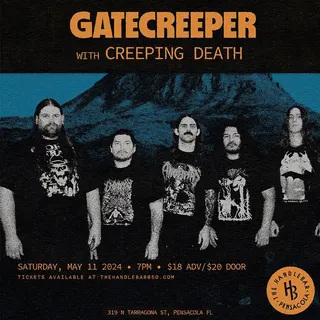 Show flyer, gatecreeper, creeping death +3, Pensacola FL, May 11, 2024