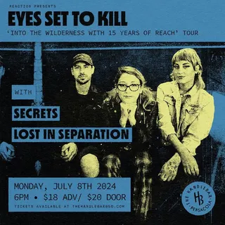 Show flyer, eyes set to kill, secrets +1, Pensacola FL, Jul 8, 2024