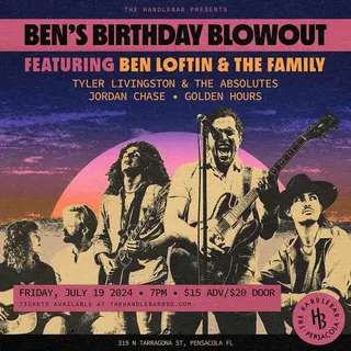 Show flyer, ben loftin, tyler livingston & the absolutes +2, Pensacola FL, Jul 19, 2024