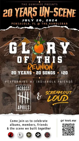Show flyer, glory of this reunion, across five aprils +1, Pensacola FL, Jul 20, 2024