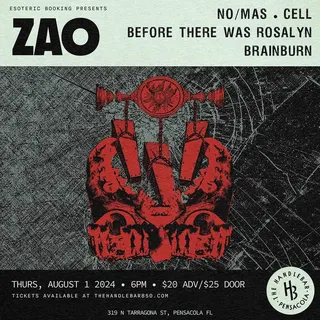 Show flyer, zao, capra +2, Pensacola FL, Aug 1, 2024