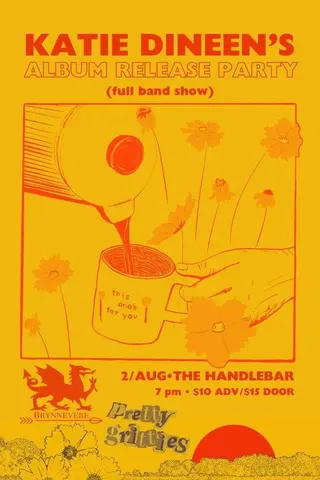 Show flyer, katie dineen release party, love brynnevere +1, Pensacola FL, Aug 2, 2024