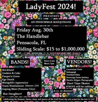 Show flyer, brickbats, cookies & cake +6, Pensacola FL, Aug 30, 2024