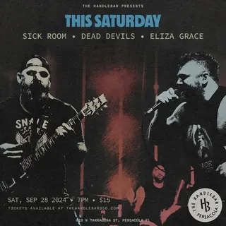 Show flyer, this saturday, sick room +2, Pensacola FL, Sep 28, 2024