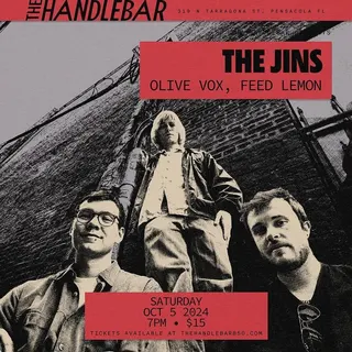 Show flyer, the jins, olive vox +1, Pensacola FL, Oct 5, 2024