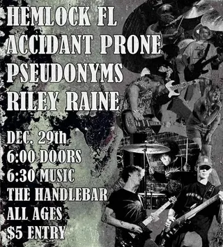 Show flyer, hemlock, accidant prone +2, Pensacola FL, Dec 29, 2024