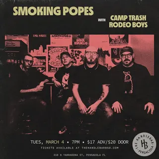 Show flyer, smoking popes, camp trash +1, Pensacola FL, Mar 4, 2025