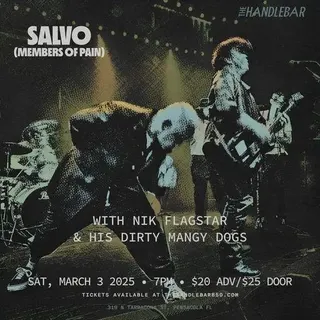 Show flyer, salvo, tokyo coyote +1, Pensacola FL, Mar 8, 2025