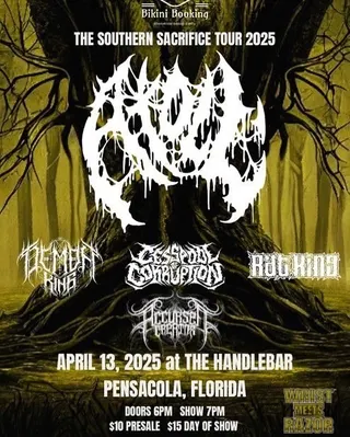 Show flyer, atoll, kingovdemons +3, Pensacola FL, Apr 13, 2025