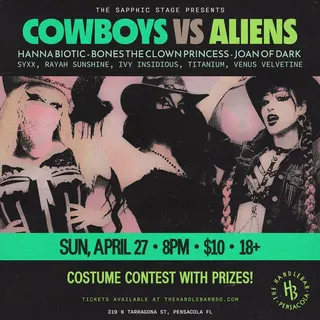 Show flyer, the sapphic stage, hanna biotic +2, Pensacola FL, Apr 27, 2025