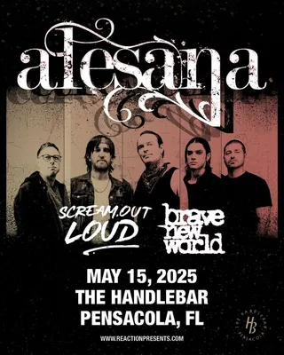 Show flyer, alesana, scream out loud +1, Pensacola FL, May 15, 2025