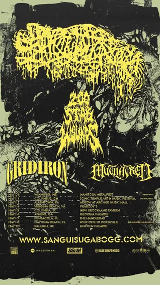 Show flyer, sanguisugabogg, gridiron +1, Pensacola FL, May 17, 2025