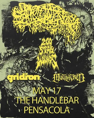 Show flyer, sanguisugabogg, 200 stab wounds +2, Pensacola FL, May 18, 2025