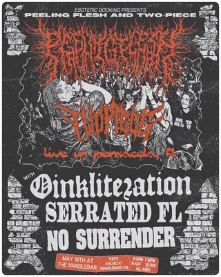Show flyer, peeling flesh, twopiece, Pensacola FL, May 19, 2025