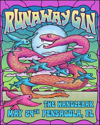 Show flyer, runaway gin, Pensacola FL, May 29, 2025