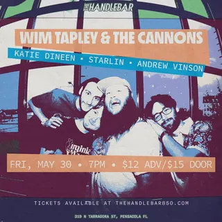 Show flyer, wim tapley, the cannons +3, Pensacola FL, May 30, 2025