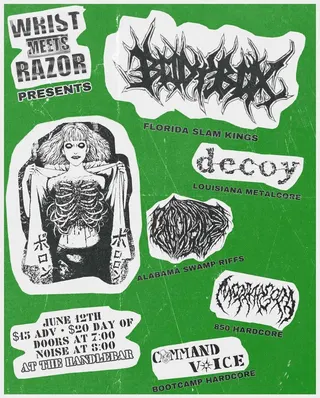 Show flyer, the handlebar, Pensacola FL, Jun 12, 2025