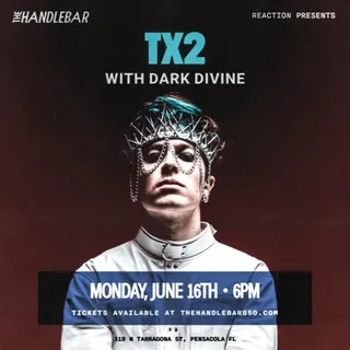 Show flyer, tx2, dark divine, Pensacola FL, Jun 16, 2025