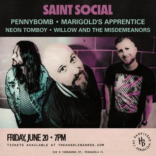 Show flyer, saint social, pennybomb +3, Pensacola FL, Jun 20, 2025