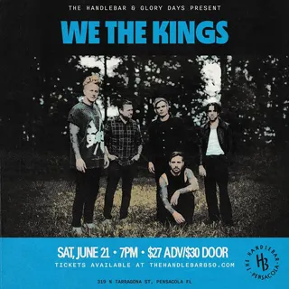 Show flyer, we the kings, hopout +1, Pensacola FL, Jun 21, 2025