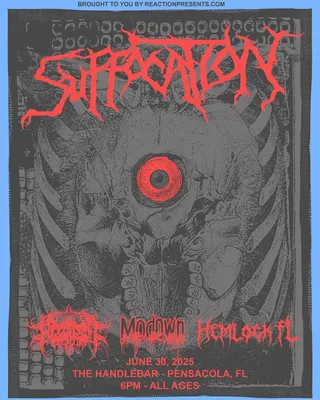Show flyer, suffocation, accursed creator +2, Pensacola FL, Jun 30, 2025