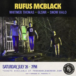 Show flyer, rufus mcblack, whitmer thomas +2, Pensacola FL, Jul 26, 2025